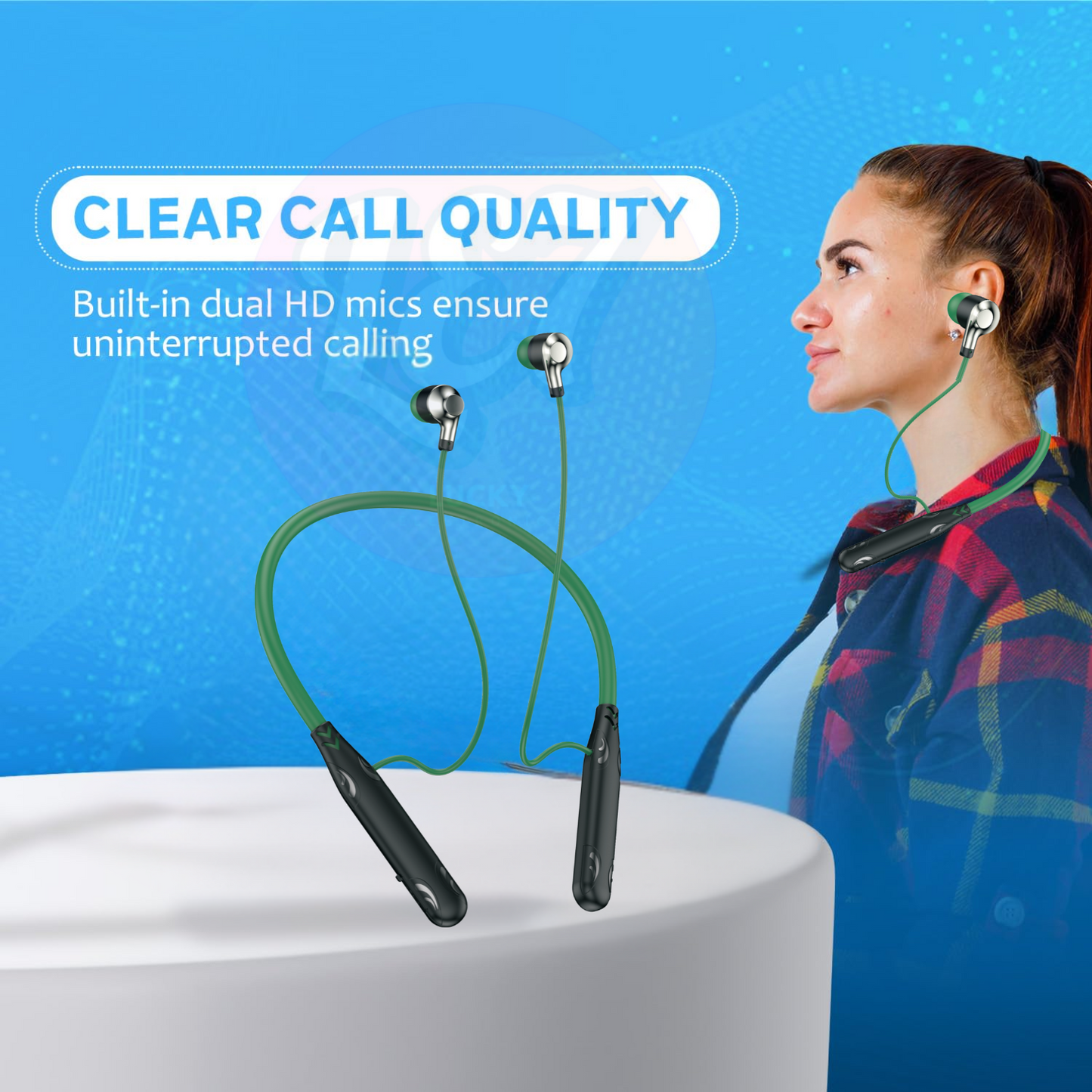 Neckband 250h standby High-Performance Wireless Headphone Magnetic Neckband 200mAh Bluetooth (Black, True Wireless)